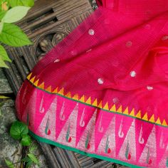 Handwoven Pink Real Zari Kota Blouse Fabric - Khinkhwab Kota Silk Saree, Blouse Fabric, Lightweight Fabric, Silk Sarees, Pure Cotton, Color Variations, Hand Weaving, Weaving, India