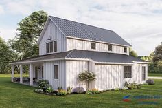 this is an artist's rendering of a farmhouse style home