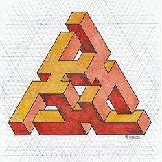 a drawing of a triangle with two different colors