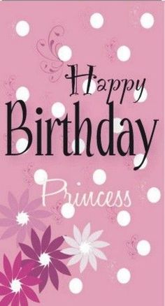 happy birthday princess card with pink flowers