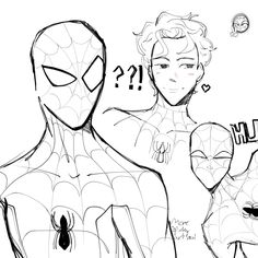 a drawing of two people with spider - man faces