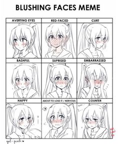 Blushing faces Meme by MyLovelyDevil on DeviantArt: Character Expressions, Blushing Face, Drawing Face Expressions