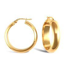 Binenbaum Antiques & Jewelry - Classic elegance meets modern style with these 9ct yellow gold D-shaped wedding band hoops. Measuring 24mm in length, their smooth, polished finish and timeless design make them the perfect versatile accessory.