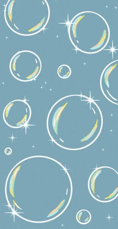 an image of soap bubbles with stars in the sky behind them on a blue background