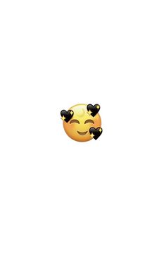 a yellow smiley face with black bows on it's head and eyes closed, against a white background