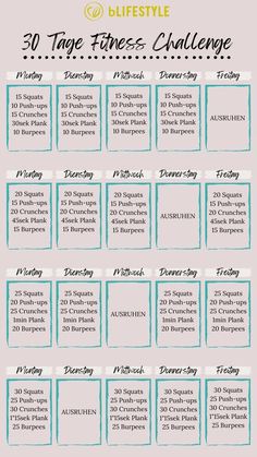 the 30 day fitness challenge is shown here