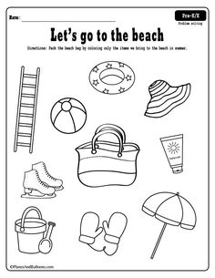 an activity sheet for kids to learn how to go to the beach