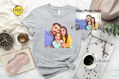 Custom Family Caricature Shirt, Personalized Cartoon Photo T-Shirt, Cartoonized Photo Gift Tee, Cartoon Caricature Shirt, Custom Photo Shirt NOTE  We will use Black design for White, Athletic Heather and Heather Peach. White design for all other colors. Dear Customer, We're here to give you best Custom shirt options for you. We want to make everyone smile with our cute , stylish and trendy graphic T-shirts. We can assure you this shirt will be perfect Custom gift whether you will buy it yourself or for someone else. SEND YOUR PICTURE FROM ETSY VIA MESSENGER WITH YOUR ORDER NUMBER!! Check the size chart before you purchase 2. How to Order * Pick your shirt type and size Your design will be printed on the front.  *Pick your t-shirt color **design colors will be different for opposite colors Birthday Caricature, Cute Mothers Day Gifts, Birthday Cartoon, Custom Birthday Shirts, Opposite Colors, Custom Birthday Gifts, Person Cartoon, Cartoon Photo, Cartoon Shirts