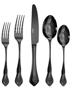 a set of five forks, spoons and knives