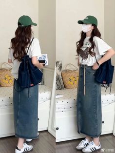 80s Korean Fashion, Ootd Korean Style Simple, Korean Denim Outfit, Korean Outfit Summer, Street Style Outfits Casual, Simple Casual Outfits, Modesty Outfits