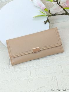 BagForLove - Apricot Fold Over Metal Decor Long Wallet - Solid and Stylish Product Description Closure Type Bifold Color Apricot Pattern Type Plain Material PU Style Elegant Features Lightweight Coating 100% Polyurethane Composition 100% Polyester Size Chart INCH CM Bag Height Bag Length Bag Width 3.5 inch 7.5 inch 0.8 inch Bag Height Bag Length Bag Width 9 cm 19 cm 2 cm Details Pictures Similar Products h2 { text-align: center; } /* æ¢è¡ */ li{ white-space: normal; word-break: break-all; word Keychain Design, Card Storage, Minimalist Wallet, Word Wrap, Mini Purse, Green Pattern, Pink Butterfly, Style Minimalist, College Fashion