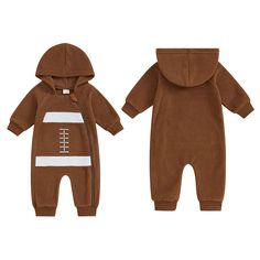 SPECIFICATIONS Gender: boys Item Type: rompers Department Name: baby Collar: Hooded Closure Type: zipper Sleeve Length(cm): Full Model Number: baby romper Fit: Fits true to size, take your normal size Size (inch) 0-3M Length: 19.29 Bust: 18.9 Sleeve: 9.06 Advised Age: 0-3 Months 3-6M Length: 21.65 Bust: 20.08 Sleeve: 9.84 Advised Age: 3-6 Months 6-12M Length: 23.62 Bust: 21.26 Sleeve: 10.63 Advised Age: 6-12 Months 12-18M Length: 25.59 Bust: 22.44 Sleeve: 11.42 Advised Age: 12-18 Months Specific Solid Onesie For Playtime In Fall, Winter Onesie For Playtime, Winter Playtime Solid Onesie, Winter Playtime Solid Color Onesie, Brown Winter Onesie For Playtime, Brown Fall Onesie For Playtime, Brown Onesie For Playtime In Fall, Fall Playtime Brown Onesie, Baby Boy Football