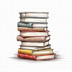 a stack of books sitting on top of each other in front of a white background