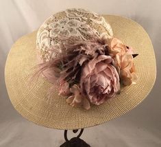 Lace Crown, Classy Hats, Hat Tea Party, Victorian Hats, Beige Hat, Ascot Hats, Hat Base