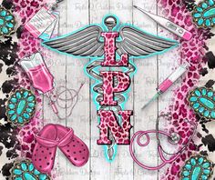 the word i love nurse surrounded by medical items and flowers on a wooden background with butterflies