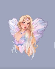 a drawing of a blonde fairy with wings