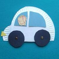 a paper plate with a car on it