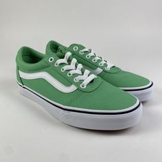 Vans Ward Canvas Sneakers Summer Green Women Size 8.5 Brand New In Partial Box, No Box Top Vans Green Round Toe Sneakers, Green Skate Shoes With Laces For Spring, Green Vans Sneakers With Round Toe, Green Skate Shoes For Spring, Green Spring Skate Shoes, Vans Green Round Toe Skate Shoes, Green Vans Skate Shoes With Round Toe, Green Vans Sneakers For Spring, Green Low-top Vans Sneakers