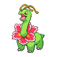 an image of a pixel art character with a flower