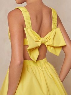 Women's Solid Yellow Color Backless Cami Dress Yellow Sexy  Sleeveless Woven Fabric Plain Cami Non-Stretch  Women Clothing, size features are:Bust: ,Length: ,Sleeve Length: Cute Dress Outfits, Mini Robes, Pink Mini Dresses, Cami Dress, Yellow Dress, Pajamas Women, Short Dress, Dress P, All Fashion