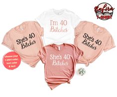 40th Birthday Family Shirts, 40th Birthday T Shirt Ideas For Women, 40th Birthday T Shirts Women, 40th Bday Shirts For Women, 40th Birthday Shirt Ideas For Women, 40th Birthday Shirts Women, Women Birthday Party, Team Bride Shirts