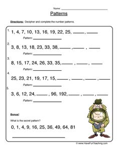 a worksheet with numbers and patterns to help students learn how to use them