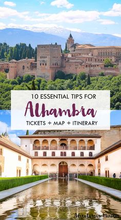 the alhambra palace with text overlay reading 10 essential tips for visiting alhambra