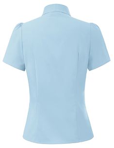 Women's Stylish Solid Color Short Sleeve Bow-Knot Decorated Shirt Tops | Belle Poque – Belle Poque Offcial Stretch Blouse With Button Closure For Office, Office Blouse With Button Closure And Stretch Fit, Stretch Office Blouse With Buttons, Stretch Button-up Blouse For Business Casual, Business Casual Stretch Button-up Blouse, Fitted Tops For Business Casual, Fitted V-neck Shirt With Button Closure, Stretch Solid Color Blouse With Button Closure, Stretch Solid Blouse With Button Closure