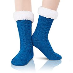 DURABLE & ANTI-SKID SOLEWarm fuzzy socks for women, slipper socks with grippers. Silicon rubber grips bottoms to prevent slipping and sliding. Indoor anti-skid aloe infused socks are elastic and perfectly suitable for your feet.SIZE & PACKINGFuzzy socks with grips for women, warm fuzzy socks for women. One size fits all socks, easy to slip on and off, suitable for women's shoe size 5-10; 1 pair of fuzzy slipper socks comes in a plastic bag.QUALITY MATERIALWinter socks for women, cabin so House Socks, Cabin Socks, Womens Sherpa, Fluffy Socks, Blue Socks, Fuzzy Slippers, Boys Fleece, Fuzzy Socks, Warm Slippers