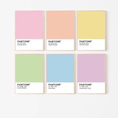 six pastel cards with the words pantone on them