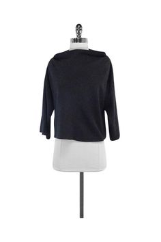 Current Boutique-Diane von Furstenberg - Grey Wool Cowl Neck Sweater Sz 6 Relaxed Fit Wool Long Sleeve Tops, Relaxed Fit Long Sleeve Wool Tops, Wool Crew Neck Top For Fall, Fall Wool Crew Neck Top, Classic Stretch Wool Tops, Stretch Cashmere Tops For Fall, Casual Wool Stretch Tops, Long Sleeve Wool Top For Fall, Casual Stretch Wool Tops