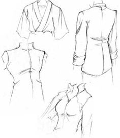 some sketches of dresses and jackets