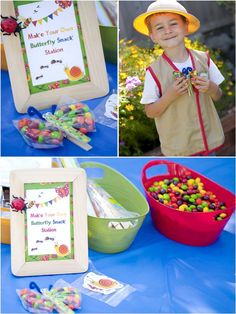 a child's birthday party with candy and candies