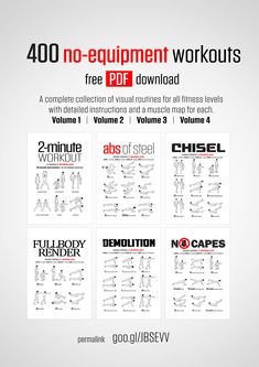 the workout manual is shown with instructions for each type of exercise equipment, including dumbs and