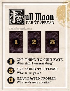 the instructions for how to make a moon tarot spread with numbers and symbols on it