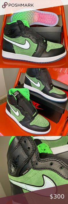 Jordan 1 Retro High Zoom Zen Green Brand new in box. Fast shipping! Nike Shoes Sneakers Zen Green, Nike Sneakers Mens, Nike Air Monarch, Nike Foamposite, Nike Jordan Retro, Purple Shoes, Nike Air Force Ones, Nike Flyknit, Red Nike