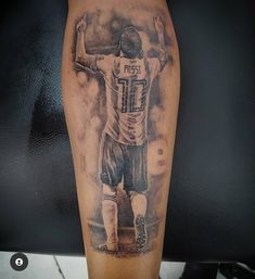 a man's leg with a football player on it and the words best in front of him