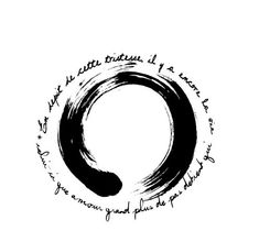 a black and white image of a circle with words written in it