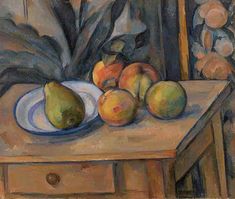 a painting of some fruit on a table