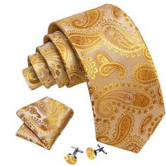 Brand: Barry Wang Material: 100% Silk What You Get: Same design Tie, Pocket Square & Cufflinks? Size: Necktie in 59" Length & 3.35" width at the tip, pocket square in 9"x 9"size Quality: Barry Wang Focus on Ties for Many Years, Good Quality Interlining Makes Our Ties Weighted and Elastic, Which are Easily Designed for A Perfect Knot.For More Quality Stylish Ties with Unbeatable Price, Please Click Our shop to Check More.With So Much Choice and Impeccable Quality, There's No Excuse Not to Have A Male Wedding, Uniform School, Men Tie, Prom Gift, Gold Paisley, Yellow Tie, Yellow Ties, Cufflink Set, Men's Tie