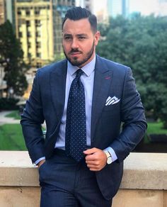 Shop this Instagram from @otaa.australia Luxury Blue Ties For Business Casual, Dapper Blue Ties For Workwear, Bearded Men Costumes, Navy Blue Suit Polka Dot Tie, Luxury Blue Ties For Business, Blue Tailored Ties For Business, Mens Hairstyles With Beard, Blue Suit Men, Black Men Beards