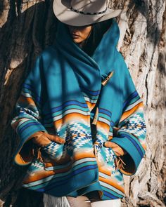 LINDSEY THORNBURG X PENDLETON BLANKET CLOAK | Pendleton Woolen Mills Woolen Coat Woman, Beth Dutton, Woolen Coat, Women Sleeve, Winter Jackets Women, Hooded Coat, Hermione, Blue Jacket, Stylus