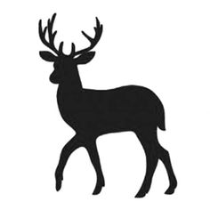 a black silhouette of a deer with antlers on it's head and tail