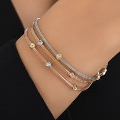 "\"14k Gold Round Foxtail Bracelet w/ Sailor Lock | Round Mesh - Woven Tubular Chain, Multi Color Dorika Balls Beaded Bracelet | Gift For Her\" * Material: 14k Yellow Gold, 14k Rose Gold, 14k White Gold * Weight: 8,40gram (for 7,5\", +/-%5) Contact me if you are unsure about length. Extension links are standard for minor adjustments. ∙ P R O D U C T I O N ∙ ‣ All of our products are handmade and made to order ‣ All of our items are 14K real gold. We do not carry any gold filled, gold plated, or Stackable Rondelle Bracelets, Luxury Round Beads Jewelry, Elegant Rose Gold Charm Bracelet With Round Beads, Elegant Rose Gold Bead Charm Bracelet, Elegant Sterling Silver Bracelet With Spacer Beads, Stackable White Gold Bracelet, Fine Jewelry Charm Bracelet With Jubilee Design, Luxury Spacer Beads Jewelry For Gifts, Fine Jewelry Charm Bracelet