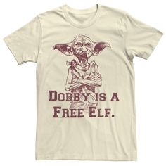 a white t - shirt with the words dobby is a free elf