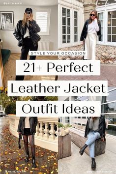 Outfits With Black Biker Jacket, Leather Jacket Christmas Outfit, Comfy Leather Jacket Outfit, Business Casual Leather Jacket Work Outfits, Black Leather Jacket Outfit Winter Cold Weather, Style Cropped Leather Jacket, Collared Leather Jacket Outfit, Edgy Leather Jacket Outfit, Black Biker Leather Jacket Outfit