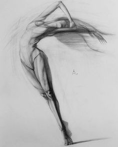 a black and white drawing of a woman doing a dance pose with her legs spread out