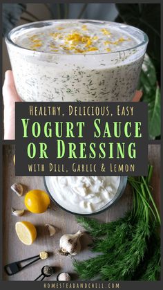 yogurt sauce or dressing with dill, garlic and lemon