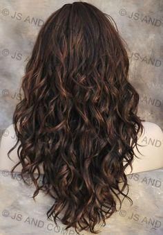 Layered Brown Wavy Hair, V Haircut For Medium Hair Curls, Layers In Wavy Curly Hair, Layered Hair With Wavy Hair, Long Brown Hair With Layers Curly, Curly Hair Permanent, Long Hair With Layers Curly Waves, Long Brown Curly Hair With Layers