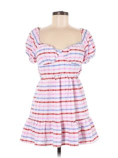 Buddy Love Casual Dress Size: X-Small Pink Dresses - used. 100% POLYESTER, Mini, Square, Stripes, Short, Short Sleeve | Buddy Love Casual Dress: Pink Stripes Dresses - Size X-Small Flirty Cotton Mini Dress With Short Sleeves, Cute V-neck Mini Dress For Date Night, Flirty Short Sleeve Cotton Mini Dress, Cotton Mini Dress With Sweetheart Neckline For Vacation, Casual Cotton Mini Dress With Sweetheart Neckline, Casual Ruffled Mini Dress With Sweetheart Neckline, Cute Multicolor V-neck Dress, Casual Lined Mini Dress With Sweetheart Neckline, Casual Mini Dress With Sweetheart Neckline